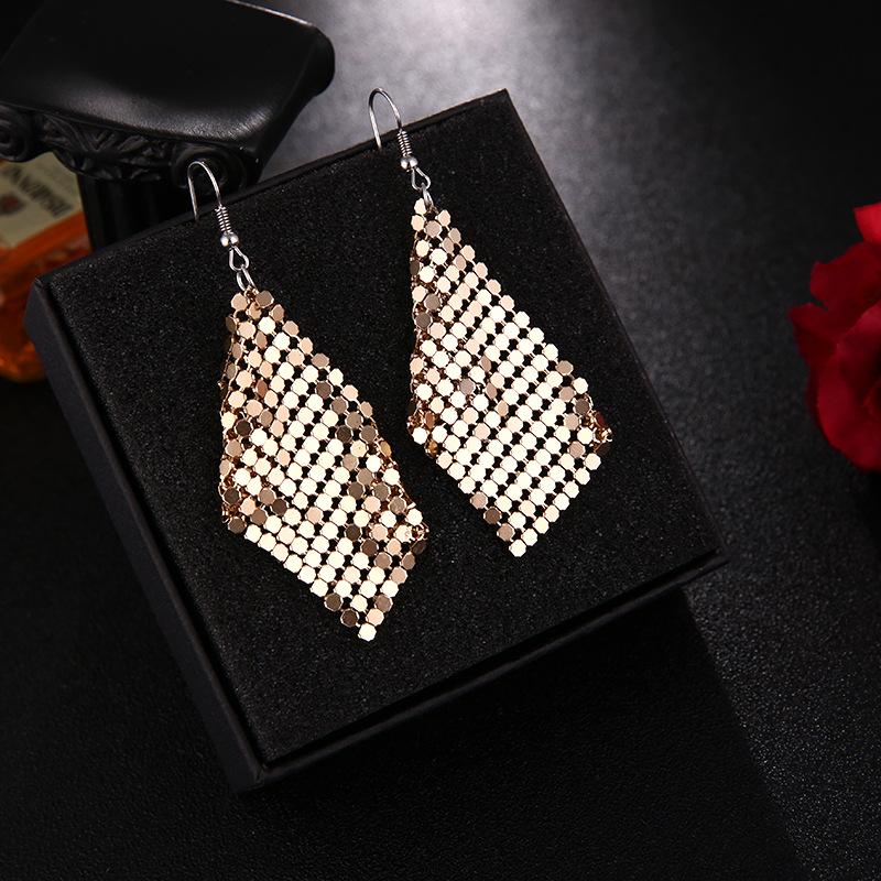 

Multi-layer Metal Leaves Geometric Earrings Swing Drop Dangle Earrings For Women Gold Copper Color Fashion Female Party Zircon