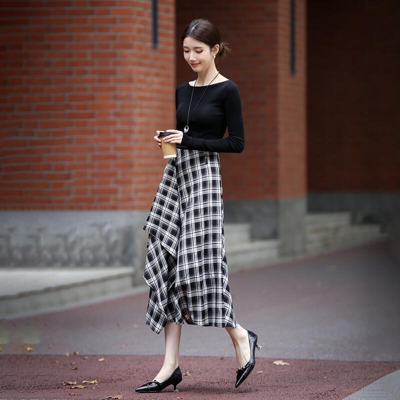 Demana Women s Korean Style Irregular Ruffle A-line Midi Skirt M