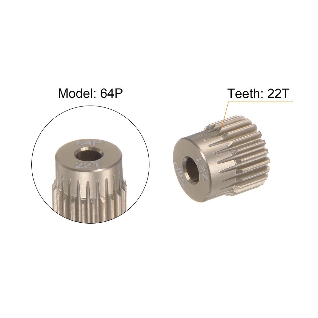 uxcell 64P Pinion Gear Set, 3.175mm (18") Shaft, 21T, 22T, 23T, 24T, 25T, Aluminum Alloy Motor Gears for 110 RC Car (Set of 5)