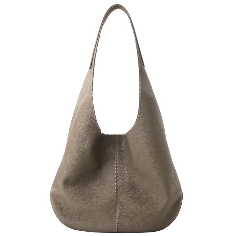 Women's Genuine Leather Large Capacity Underarm Tote Bag - Versatile, High-End Bucket Shoulder Bag for Commuting
