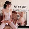 Long Night Sexy Lace Fishnet Stockings with Halter and Open Crotch Design