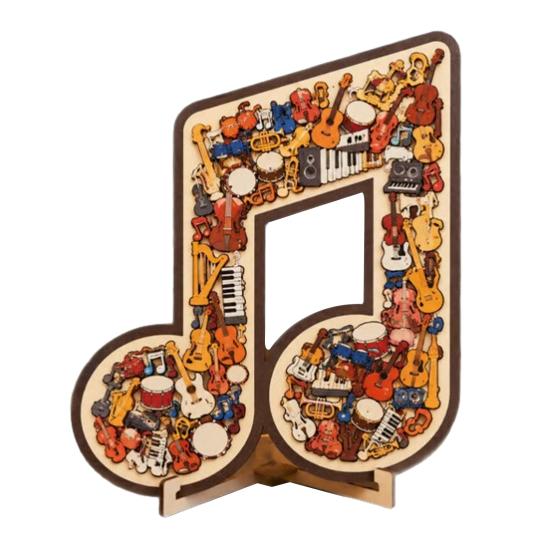 Puzzle in Legno Nota Musicale Strumento Nota Decorazione Jigsaw Musicale
