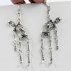 2 Pairs Pierced Halloween Skull Earrings Skull Shape Skeleton Drop Earrings  For Women