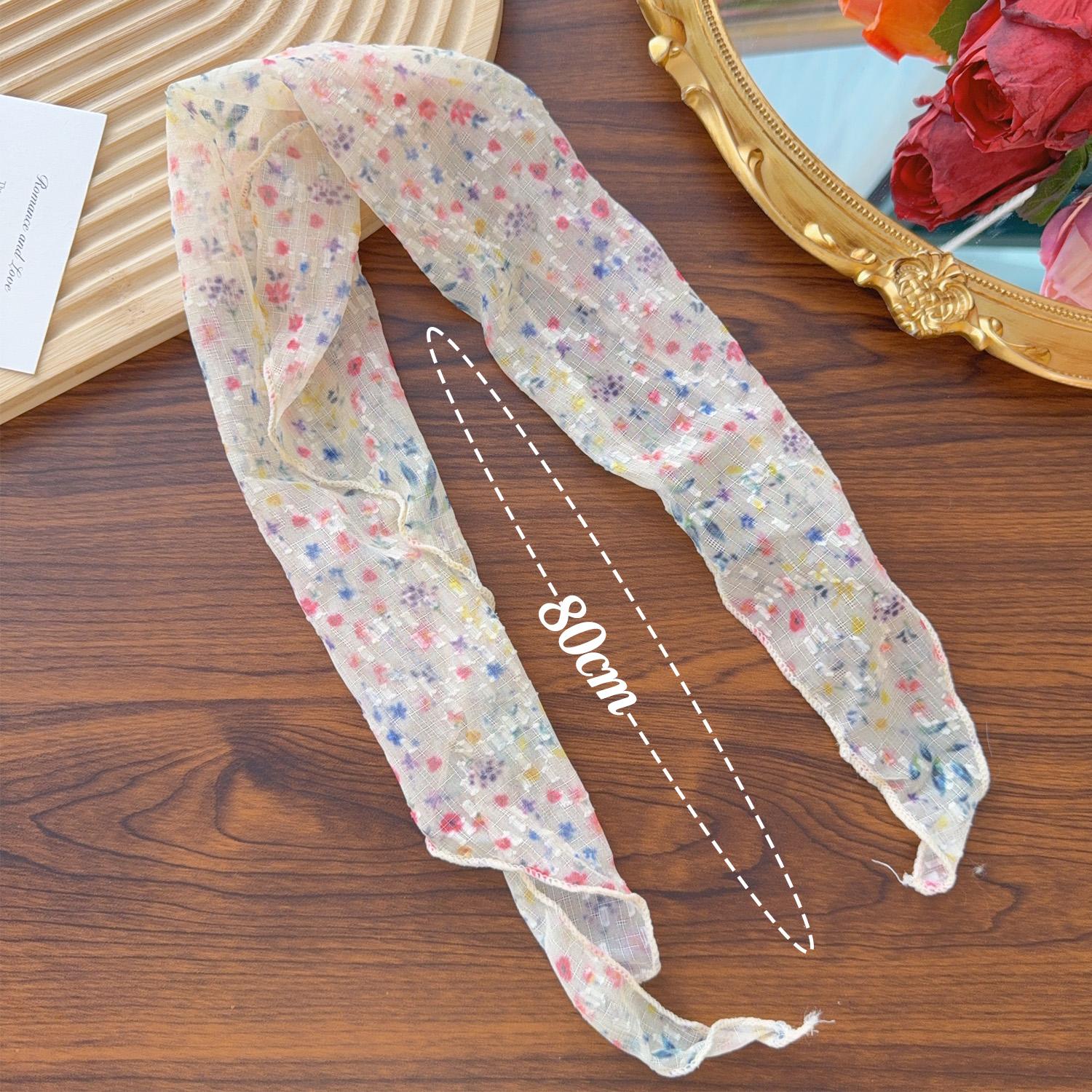 

Сладкий тюлевый шарф с цветочным принтом, повязки на голову, модный треугольный платок-бандана, шляпа, аксессуары для волос и шеи для путешествий и фотосессий весной и летом
