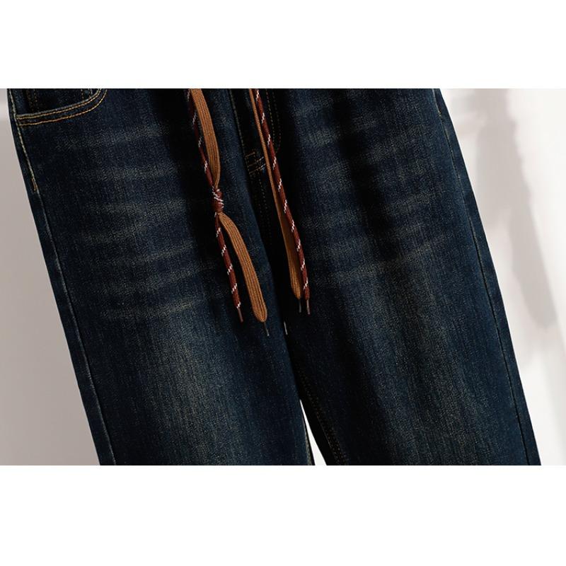 DIMANAF 2025 Plus Size Autumn Women Jeans Pants Denim Harlen pants Elastic Basic Blue High Waist Oversize Fashion Pants 5XL