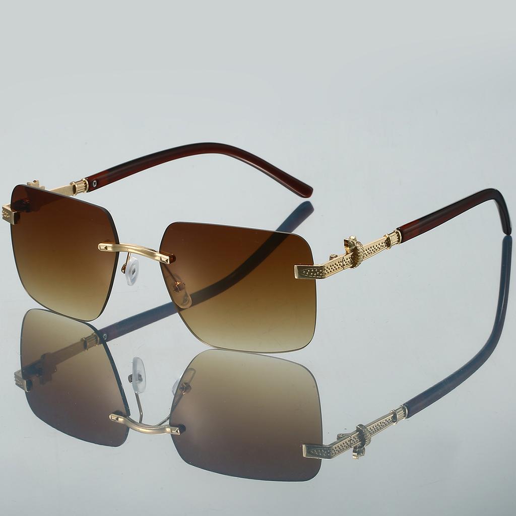 Rimless Square Sunglasses New Fashion Vintage Style Gradient Multi-color Sun Glasses Trendy Stylish Brand Design Shades