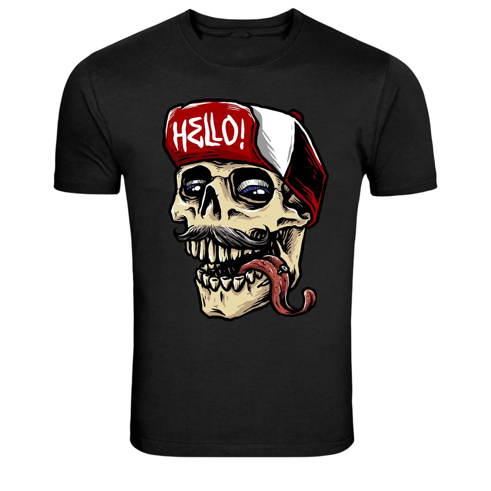 Hello Skull Mustache Funny Skeleton Graphic T-Shirt S разноцветный