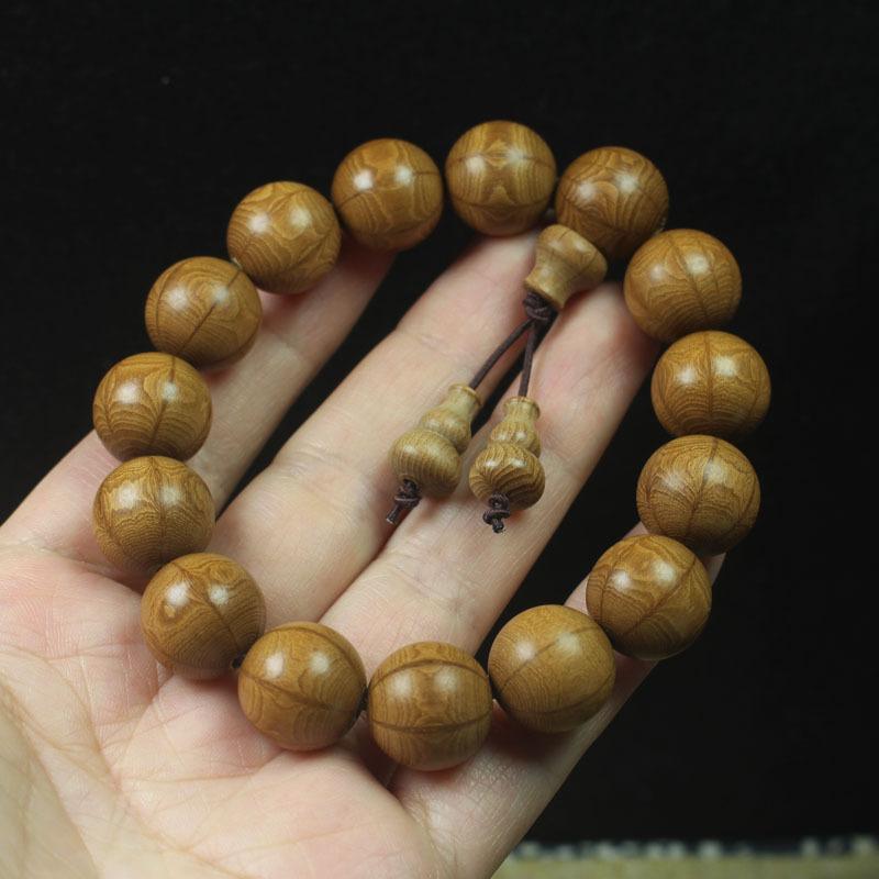 20mm Premium Old Material Liu Dao Mu Bracelet Straight Grain Wooden Buddhist Prayer Beads Wholesale