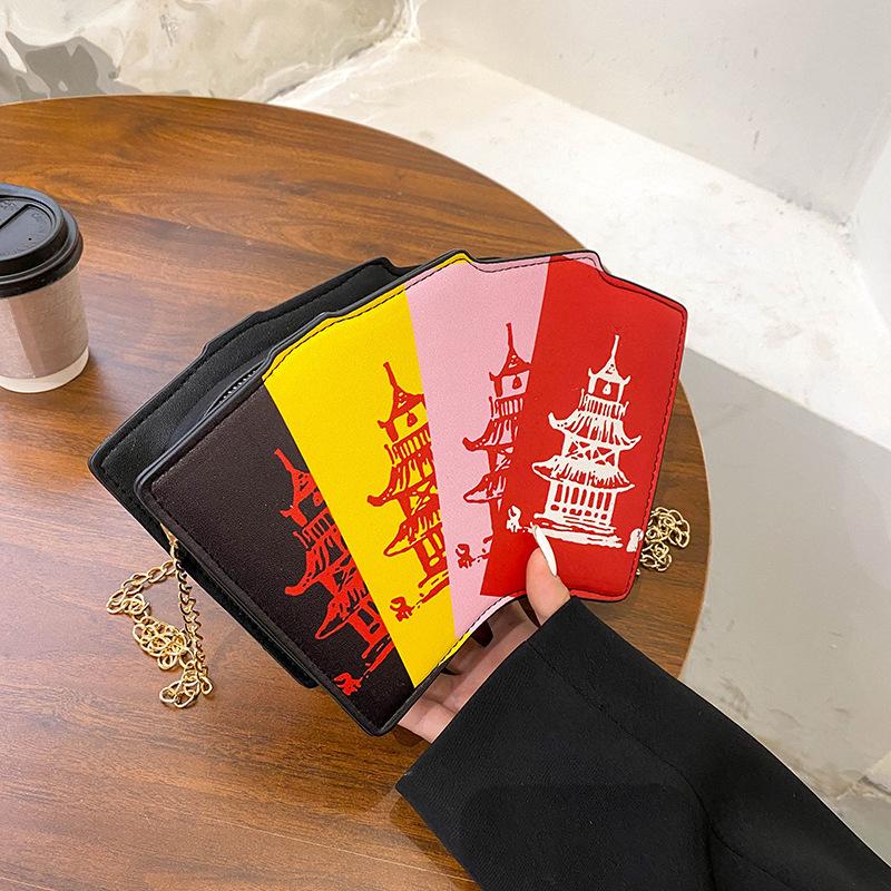 

Сумка-коробка 2025 новая модная забавная личность креативная сумка игральная карта узор ветряная башня сумка-мессенджер