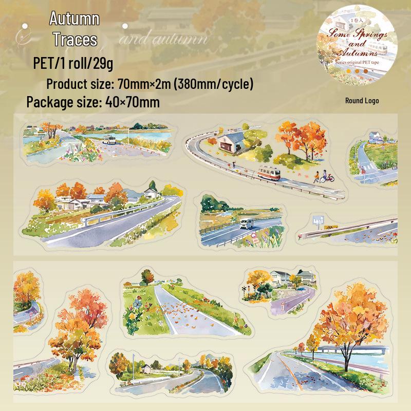 Original Saisonale Landschaft Tomaten Ketchup Mädchen PET Klebeband: Frühlings- und Herbsttagebuch DIY-Dekoration