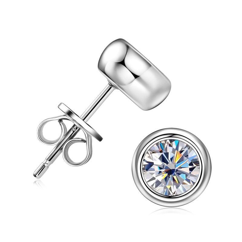 New Design Jewelry GRA Certification 0.5ct 5mm 1ct 6.5mm Moissanite 925 Sterling Silver Bubble Stud Earrings for Men Women