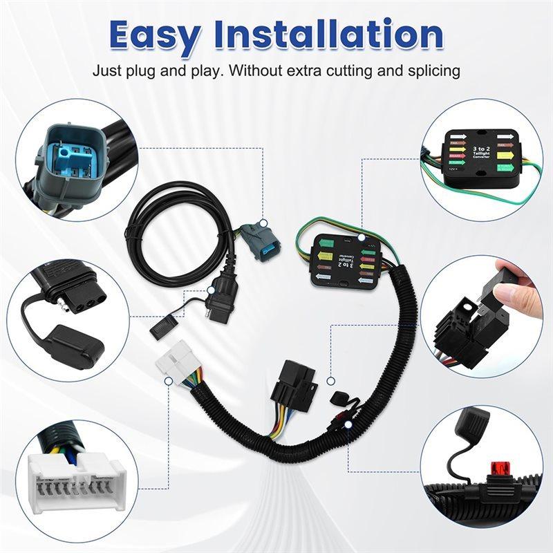 Ac29-Towing Hitch 4-Pin Trailer Wiring Harness 56170 For Honda Pilot 2012-2015 Harness Kit