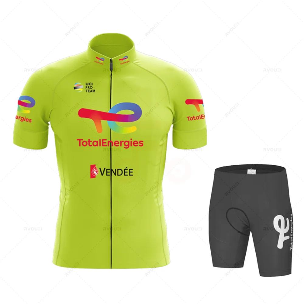Total Energies 2025 Summer Profession Cycling Sweatshirt Set Men's Short Sleeve Jersey Cycling Clothing Bicycle Maillot Ciclismo