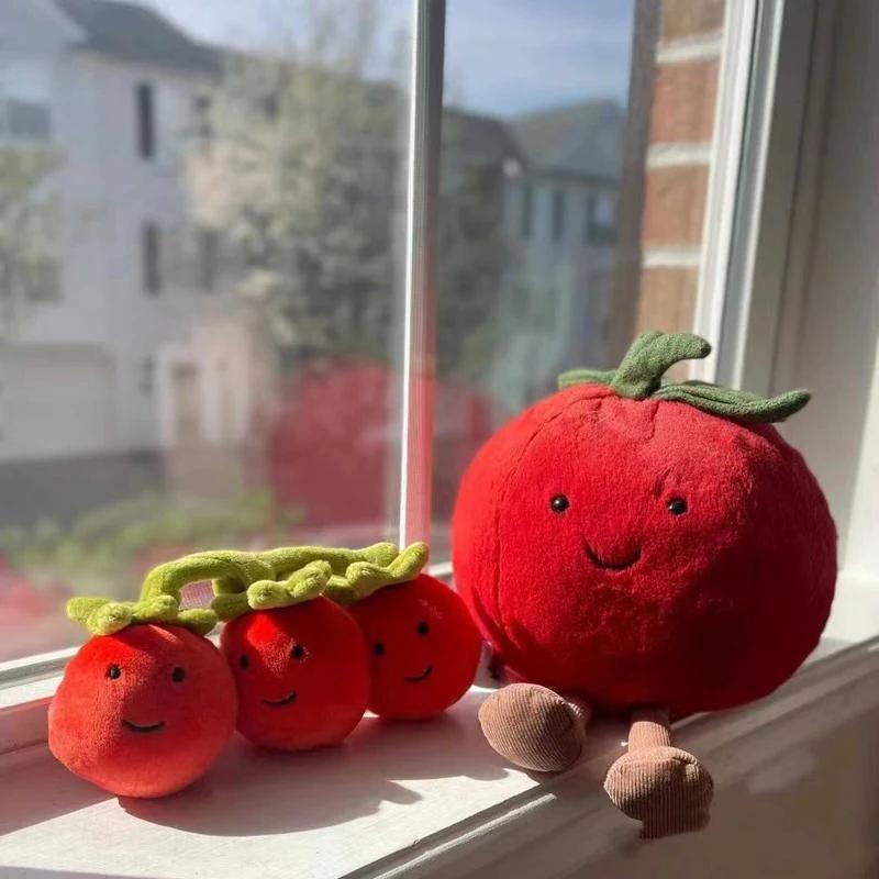 Creative 17cm Tomato Fruits Plush Pillow Soft Stuffed Plush Toy Down Cotton Stuffed Tomato Plush Decor Kids Gift