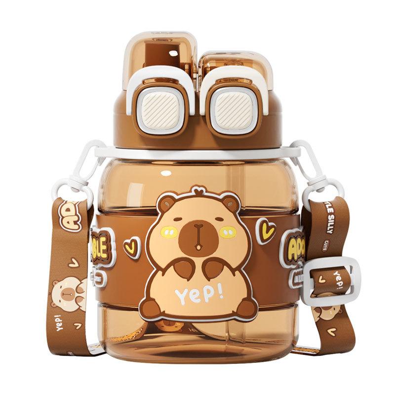 Capybara Doppelwandiger Trinkbecher 760ml Tragbarer Capybara Cartoon Charakter Kapibara Wasserflaschen Sommerprodukte Kindergeschenke