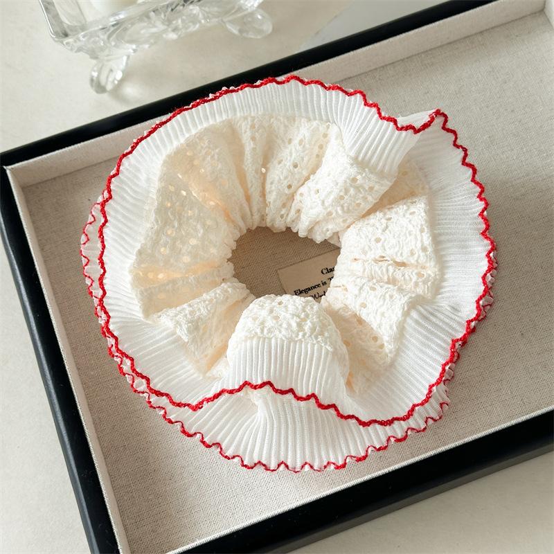 French Sweet Lace Intestine Loop Headband Women's Large Elastic Hair Rope Ringfor Girls Fashion Hair Accessories Headwear