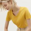 Summer New Style Short-Sleeved T-Shirt Women Mercerized Cotton Pure Cotton V-Neck T-Shirt European And American Women