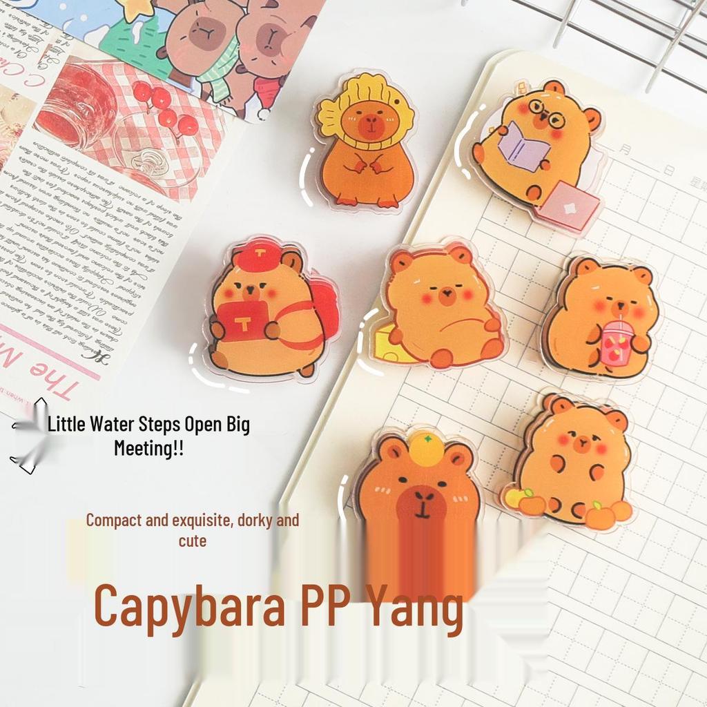 Capybara Acrylic Double-Sided Multifunctional Clip Folder with Sticky Note Holder