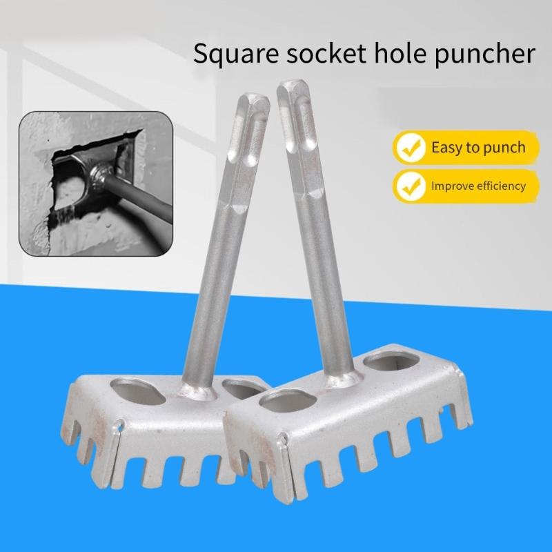 Square Shank Slot Punch Tool Hole Cutter for 86 Type Electrical Box Drill Bit for Electricians and DIY Installations