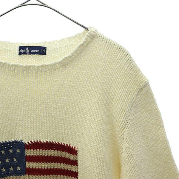 Ralph Lauren 90s Cotton Knit Logo Embroidery Long Sleeve Sweater Men's Used