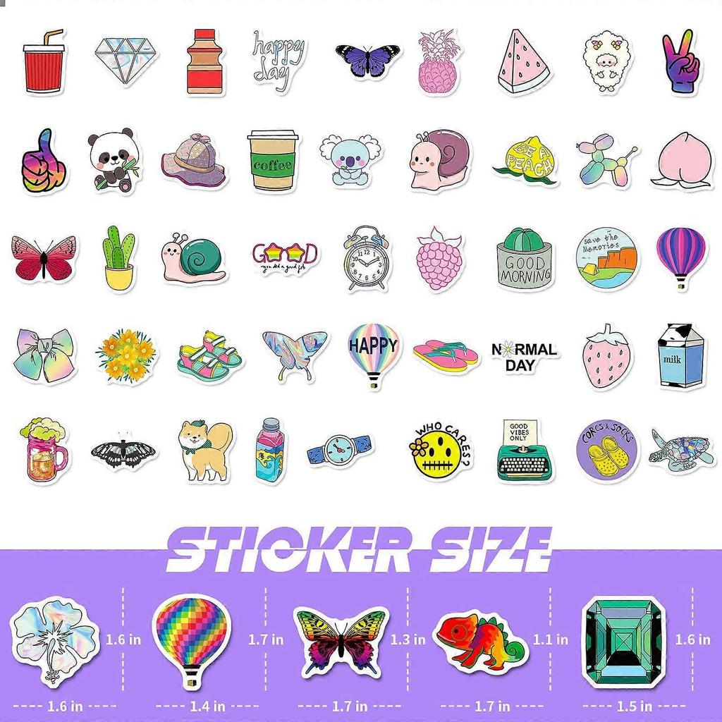 100er Pack Wasserdichte Vinyl-Ballon-Aufkleber - Für Gitarren, Skateboards, Fahrräder, Autos, Teenager, Erwachsene