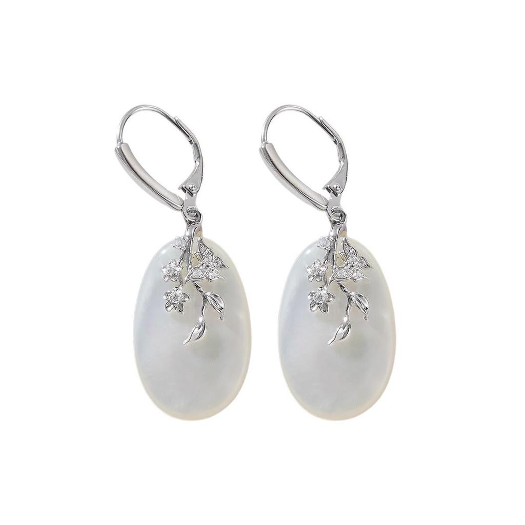 Exquisite Mother-of-Pearl Sterling Silver Luxury Earrings with Unique Face-Inspired Design