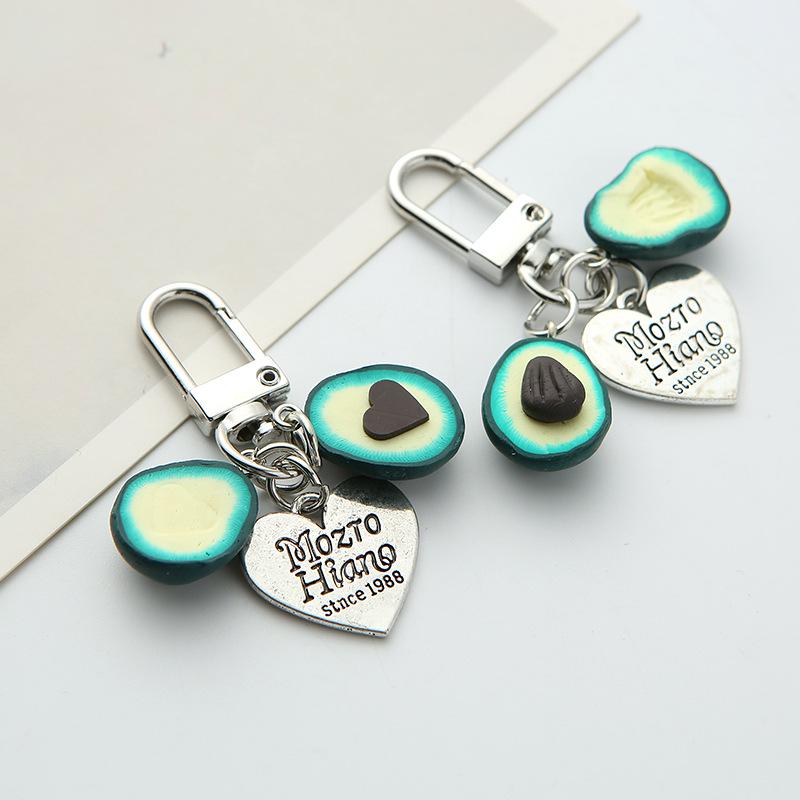 Avocado Heart AirPods Keychain: Cute Girly Bag Charm Pendant
