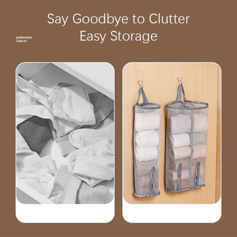 1pcs Pink Hanging Organizer Storage Bag,Polyester Fiber Sock Mesh Bags for Wardrobe Organizers,Space Saving Organiser for Bra