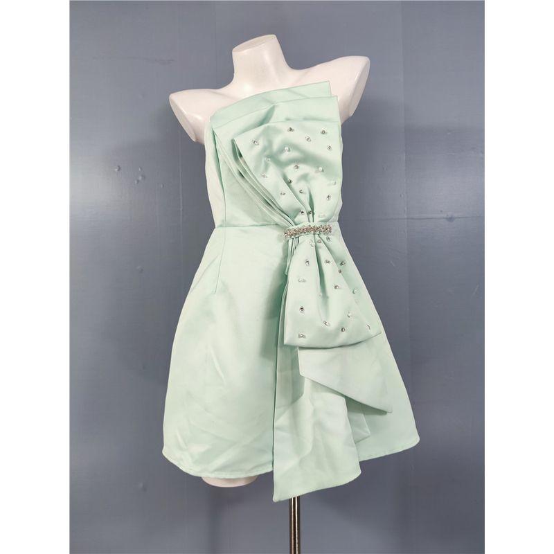 

Export Single in-Home Chest Wrap Temperament and Beautiful Big Bow Diamond-Embedded Western Style Sexy Little Short Dress Party Dress Turquoise L