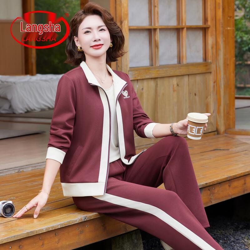 LangSha Women s Spring Autumn Sportswear Two-Piece Set 4XL