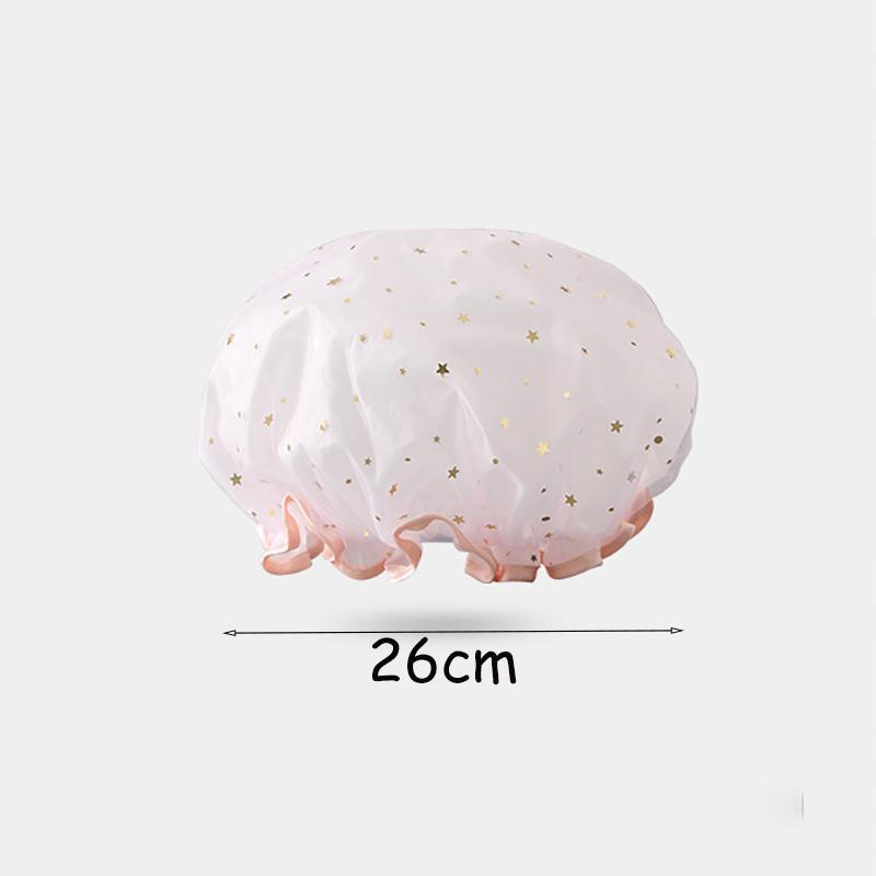 1pc New Thick Double-Layered Shower Cap for Women with Waterproof Hair Protection
