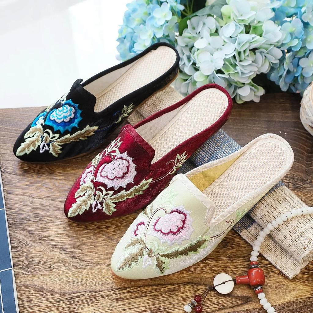 Mode 2025 Chinesischer Stil Sommer Harajuku Hausschuhe Damenschuhe für Damen Mode Lässig Vintage Stickerei Ethnischer Stil Streetwear