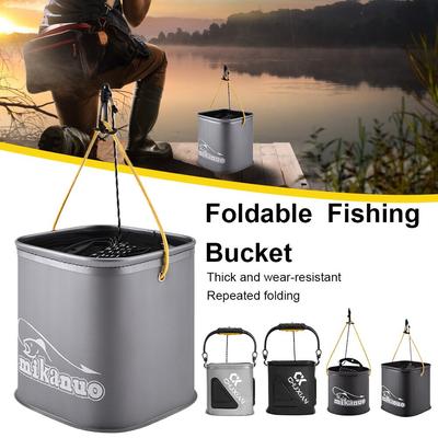 Outdoor Fishing Bucket EVA Thick Live Fish Bucket Foldable Fishing Bait Bucket with Rope/Handle Fishing Accessories