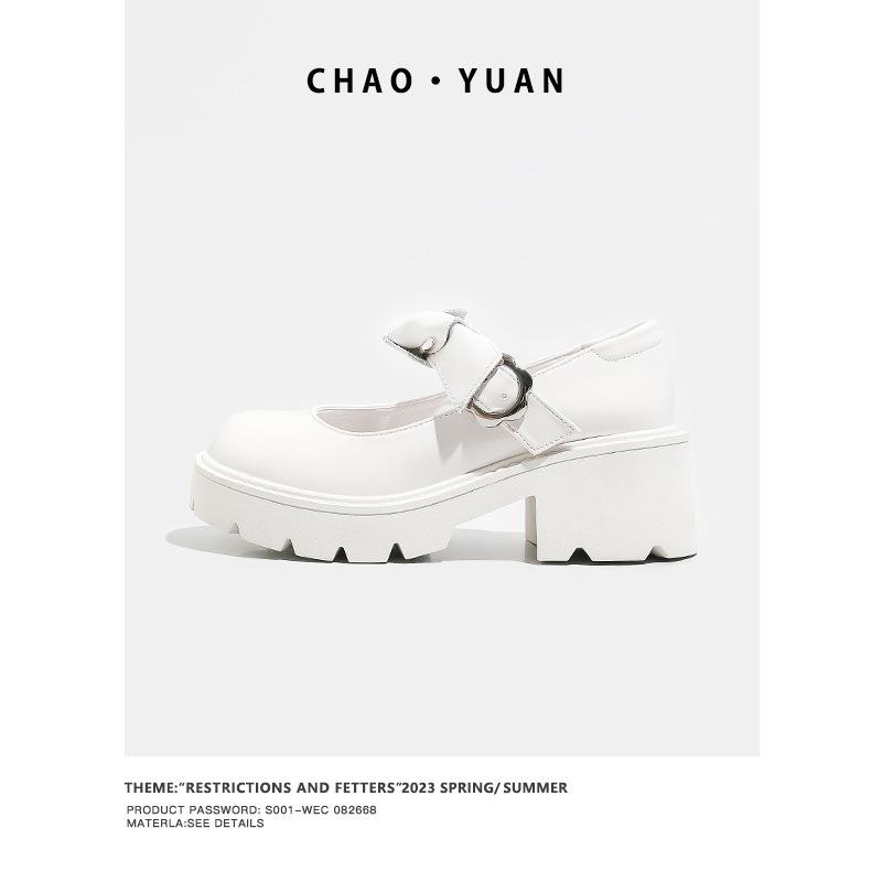 

Супер юань туфли Мэри Джейн женские 2025 новые jk японские толстый каблук белые ретро униформа высокий каблук платформа маленькие кожаные туфли женские 40 белый