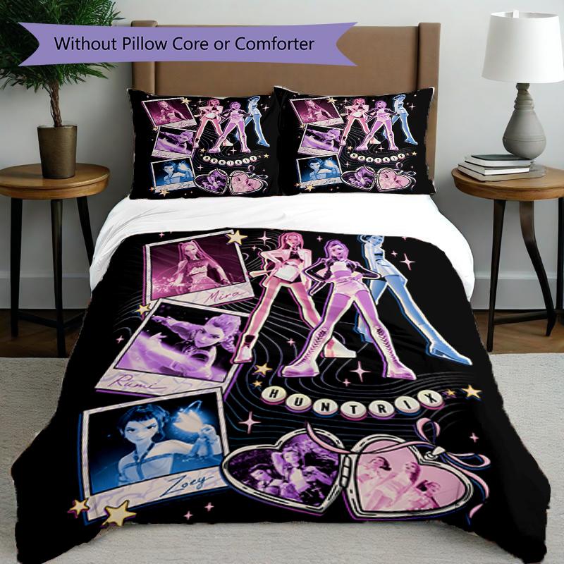 Set copripiumino 3 pezzi (1*Copripiumino + 2*Federe, Senza Nucleo),Set Biancheria da Letto con Stampa KPop Demon Hunters, Decorazione Camera da Letto, Stagione Unica, Regalo di Compleanno