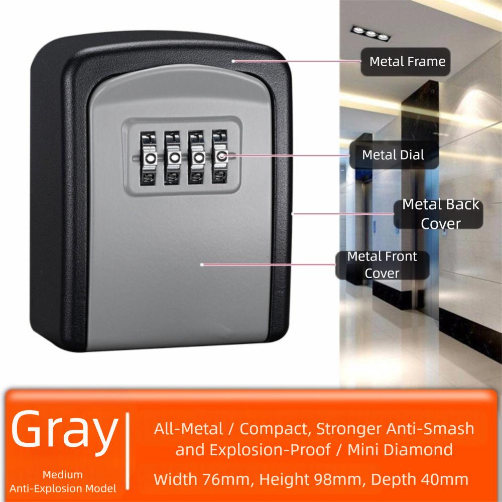 4 Digit Combination Key Storage Box Password Security Code Metal Construction Secret Box Zinc Alloy Material Waterproof Design