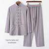 Men's Retro Chinese Style Tang Suit - Cotton and Linen Long-Sleeved Zen Top for Tai Chi.