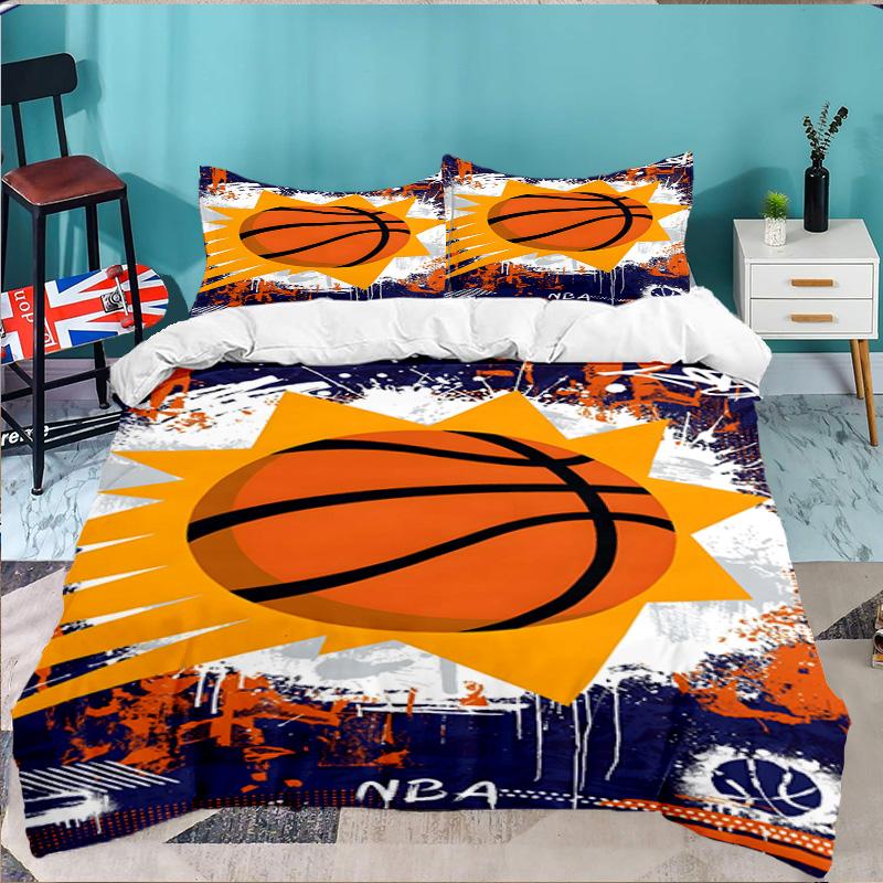 Suns Basketball Artwork 3pcs Bedding Set,Including 1pc Duvet Cover And 2pcs Pillowcases Perfect Gift for Christmas,Ideal for Bedroom, Dormitory