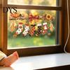 Autumn Theme Party Decor Halloween Hanging Socks Window Stickers, Decorative Branch Pumpkin Popcorn & Bow Decals for Glass Stickers Harvest