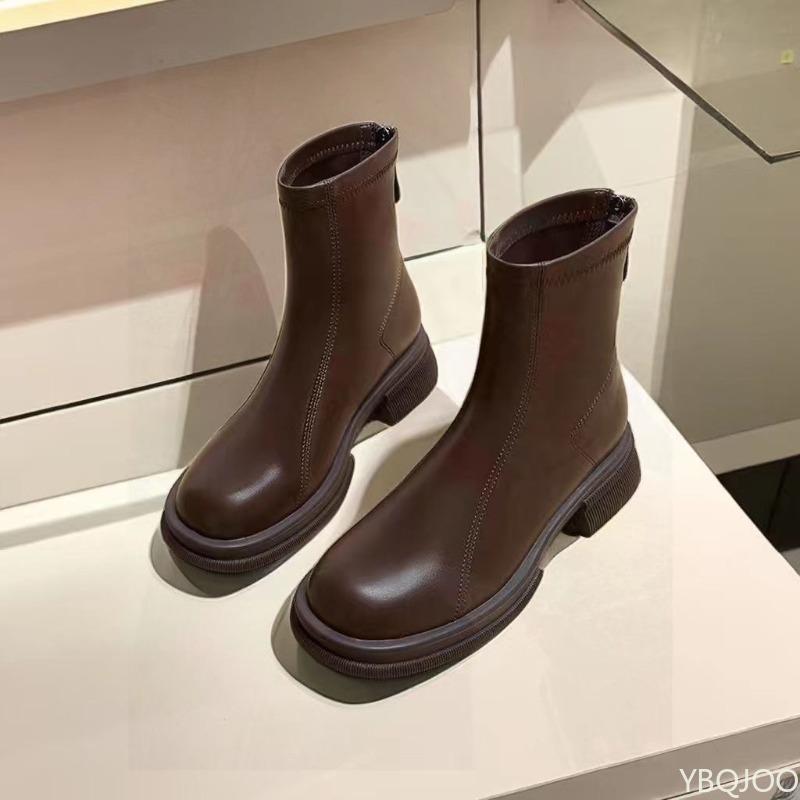 Fashion Autumn Winter Women Ankle Boots Casual Back Zippers Low Heels Shoes Ladies Vintage Short Booties