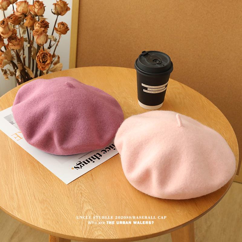 Women's Artistic Retro Wool Beret - Solid Color Autumn/Winter Hat