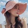 Empty Top Sun Hat for Women  Summer Uv Protection Sun Hat  Large Brim Bows Fisherman Sun Hat