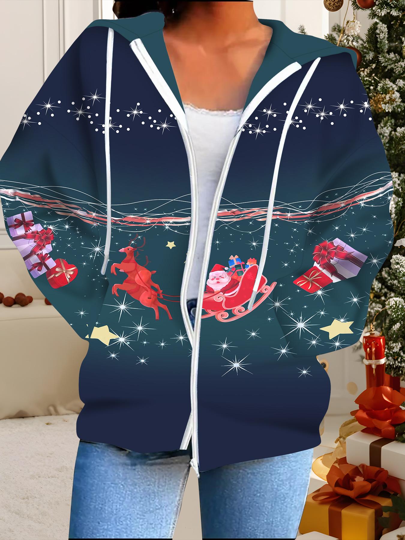 

Рождественский кардиган с капюшоном, 3D-печать, большого размера, осенне-зимний, в стиле ретро 6XL синий