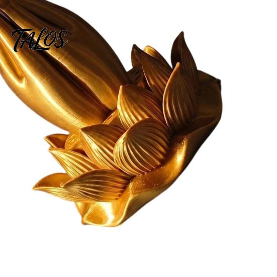 3D Printed Buddha Hand And Lotus Flower Ornament, Lotus Base Buddha Hand Statue, Chinese Style Zen Decoration for Home Office Tea Room Decor