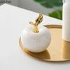 Gold-plated Ceramic Apple Statue Desk Decoration Ornaments Golden Apple Porcelain Sculpture Modern Artwork Room Aesthetic Decor