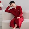 Men'S Pajamas Spring And Autumn Cotton Long-Sleeved Dressing Gown Red Pajamas Men'S Large-Size Bathrobe