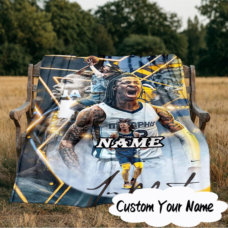 Custom Name Morant Team Spirit Blanket Ideal Bedding Blanket Perfect for Travel, Camping, Living Rooms, Offices, Sofas, Fan Christmas Gift
