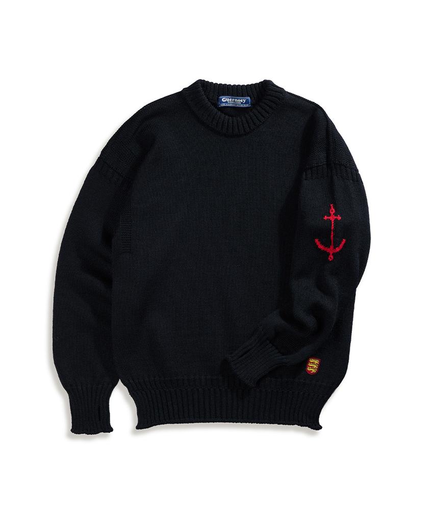 Geonjiulleunseu Crewneck Whole Garment Sweater - Black