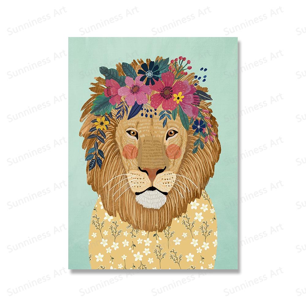 Panda Tiger Löwe Igel Bär Kinderzimmer Wand Kunst Leinwand Malerei Blume Aninmal Poster Und Drucke Bilder für Kinderzimmer Dekor