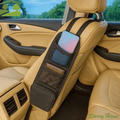 Sac de rangement latéral de siège en tissu Oxford Suspendu Léger Sac suspendu au dos de siège de voiture avec poche en filet Pratique